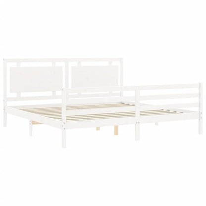 Bed Frame without Mattress White Super King Size Solid Wood