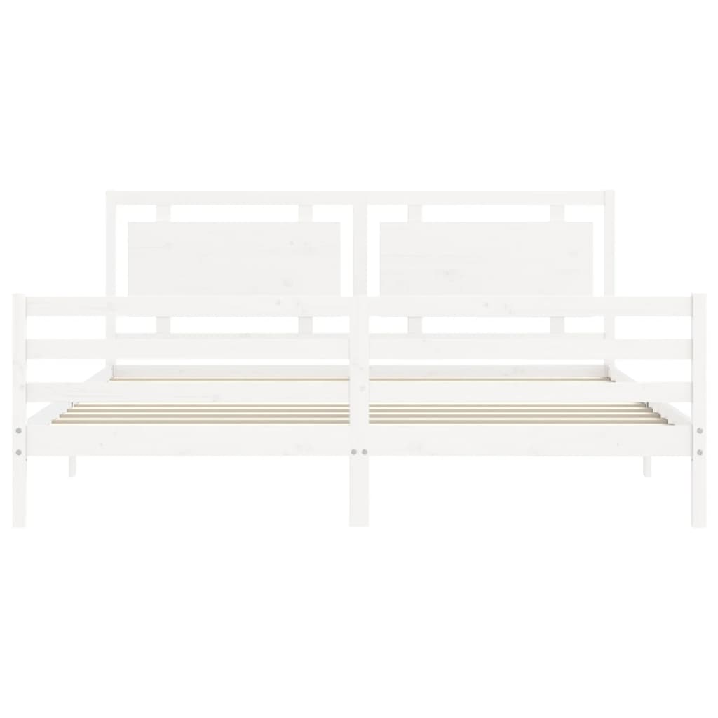 Bed Frame without Mattress White Super King Size Solid Wood