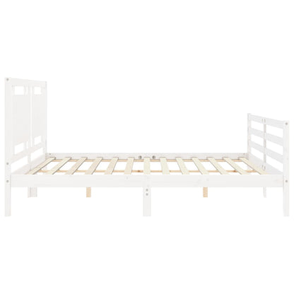 Bed Frame without Mattress White Super King Size Solid Wood