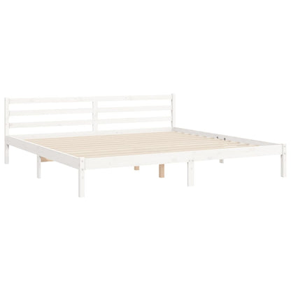 Bed Frame without Mattress White Super King Size Solid Wood