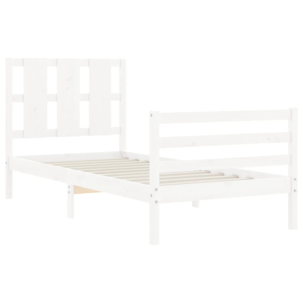 Bed Frame without Mattress White Single Solid Wood