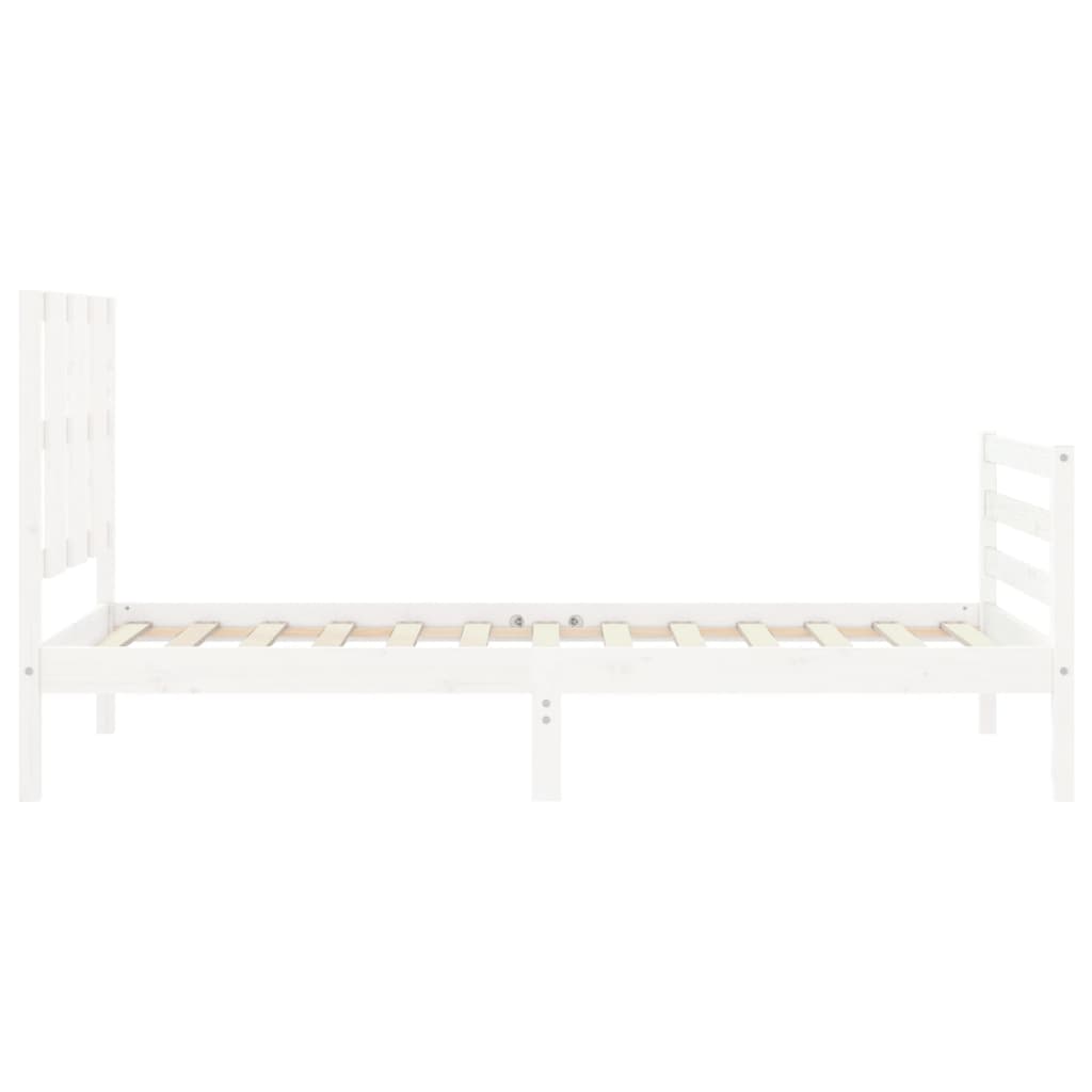 Bed Frame without Mattress White Single Solid Wood