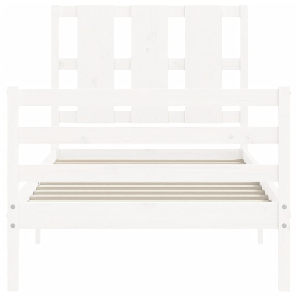 Bed Frame without Mattress White Single Solid Wood