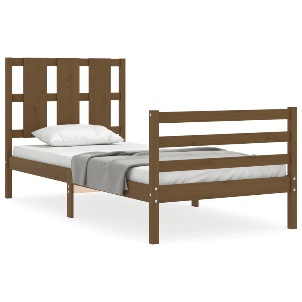 Bed Frame without Mattress Honey Brown 90x200 cm Solid Wood