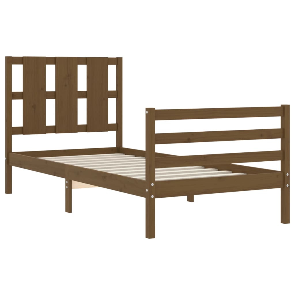 Bed Frame without Mattress Honey Brown 90x200 cm Solid Wood