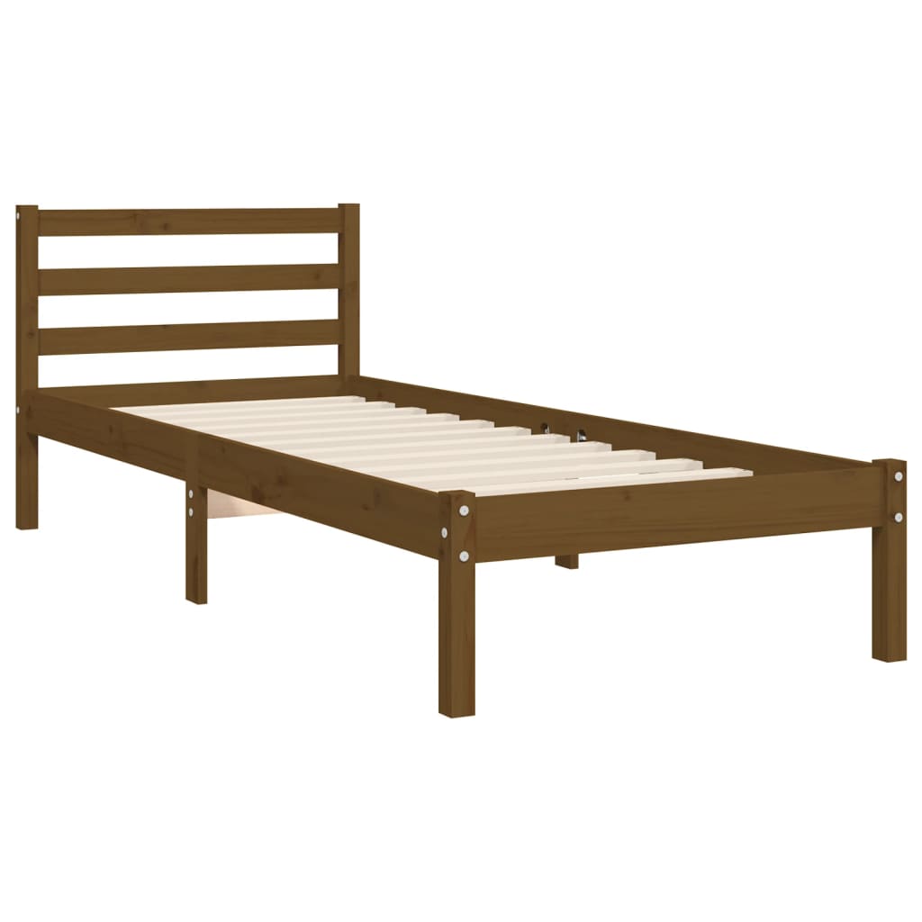 Bed Frame without Mattress Honey Brown 90x200 cm Solid Wood