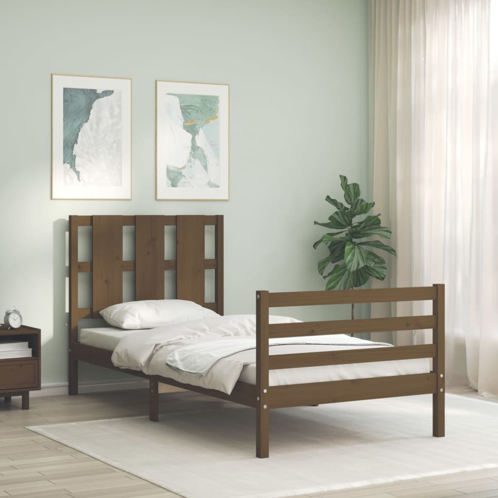 Bed Frame without Mattress Honey Brown 90x200 cm Solid Wood