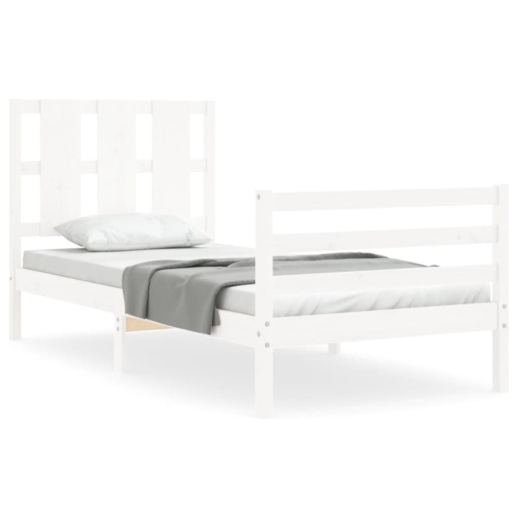 Bed Frame without Mattress White 100x200 cm Solid Wood