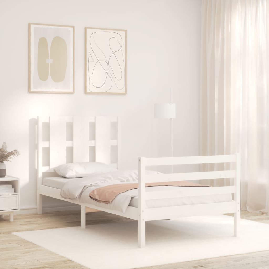 Bed Frame without Mattress White 100x200 cm Solid Wood