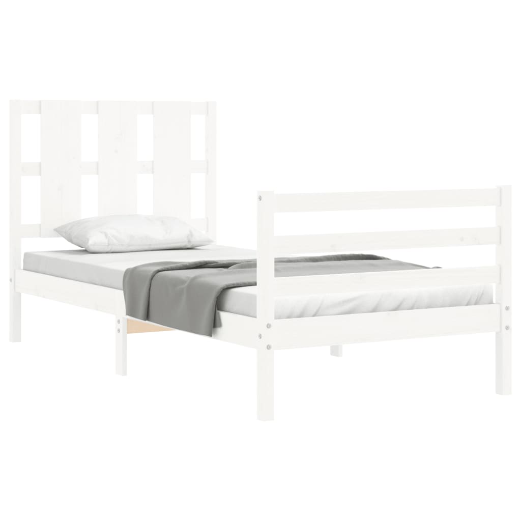 Bed Frame without Mattress White 100x200 cm Solid Wood