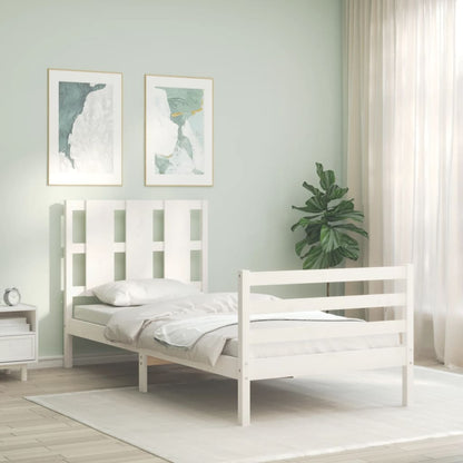 Bed Frame without Mattress White 100x200 cm Solid Wood