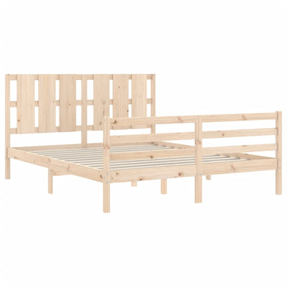 Bed Frame with Headboard King Size Solid Wood