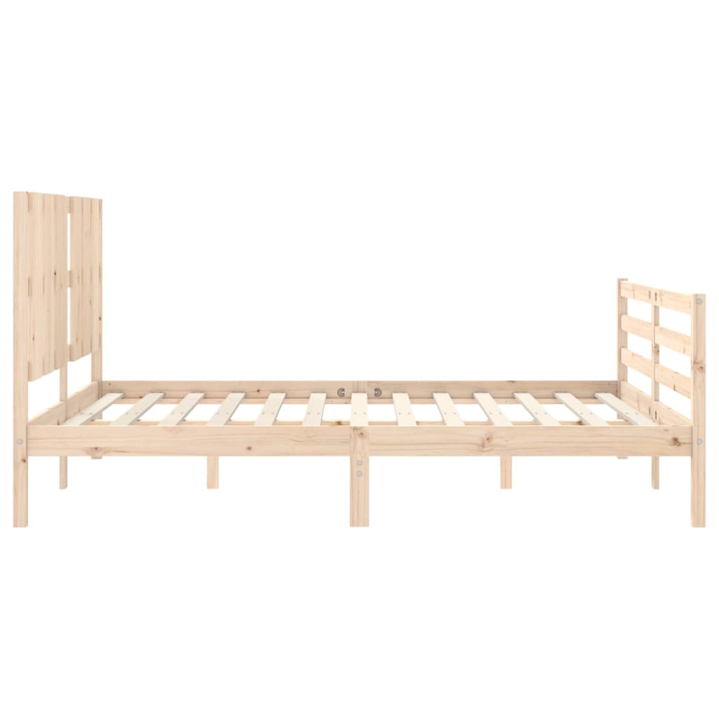 Bed Frame with Headboard King Size Solid Wood