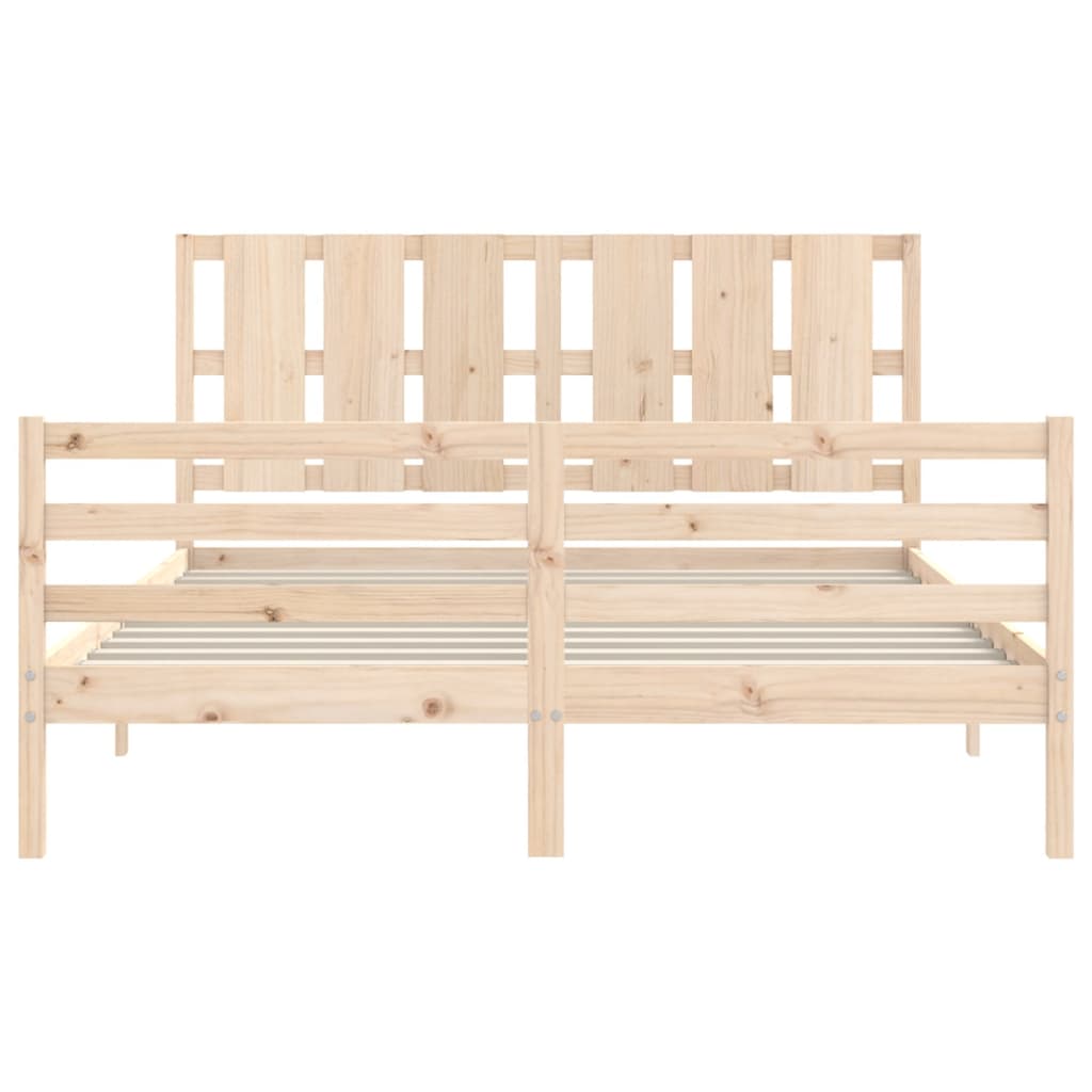 Bed Frame with Headboard King Size Solid Wood