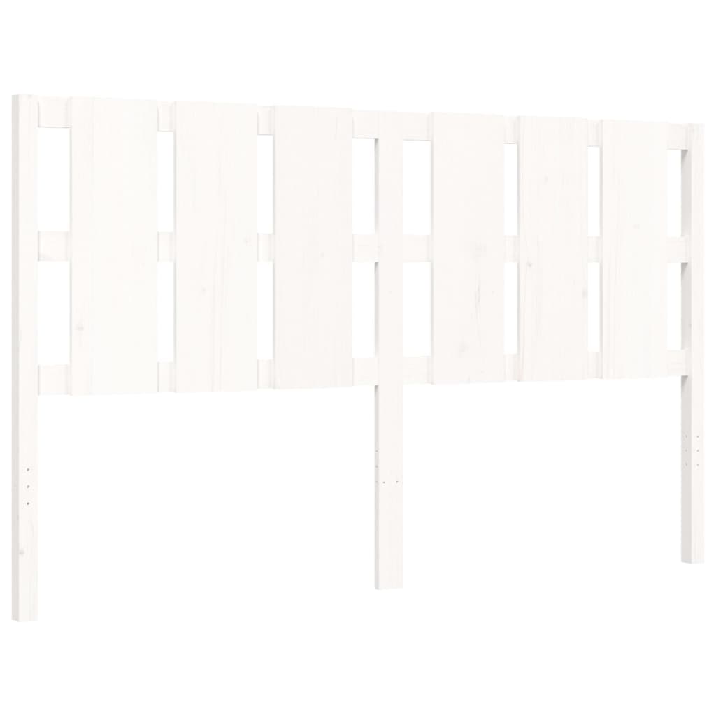 Bed Frame with Headboard White King Size Solid Wood