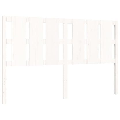 Bed Frame with Headboard White King Size Solid Wood