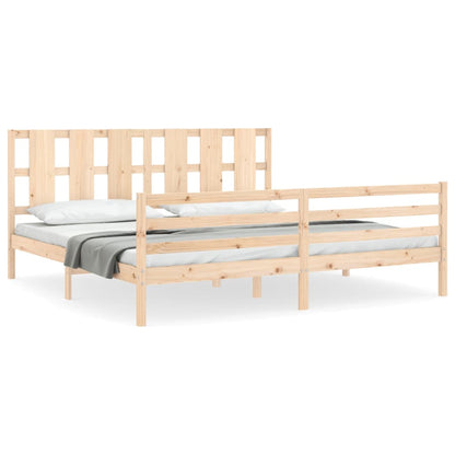 Bed Frame with Headboard Super King Size Solid Wood