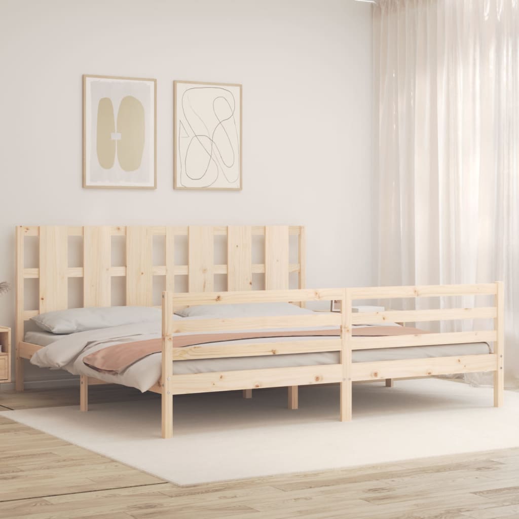 Bed Frame with Headboard Super King Size Solid Wood