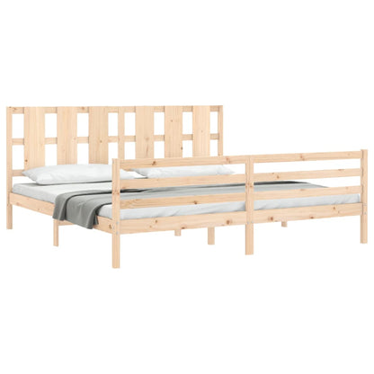 Bed Frame with Headboard Super King Size Solid Wood