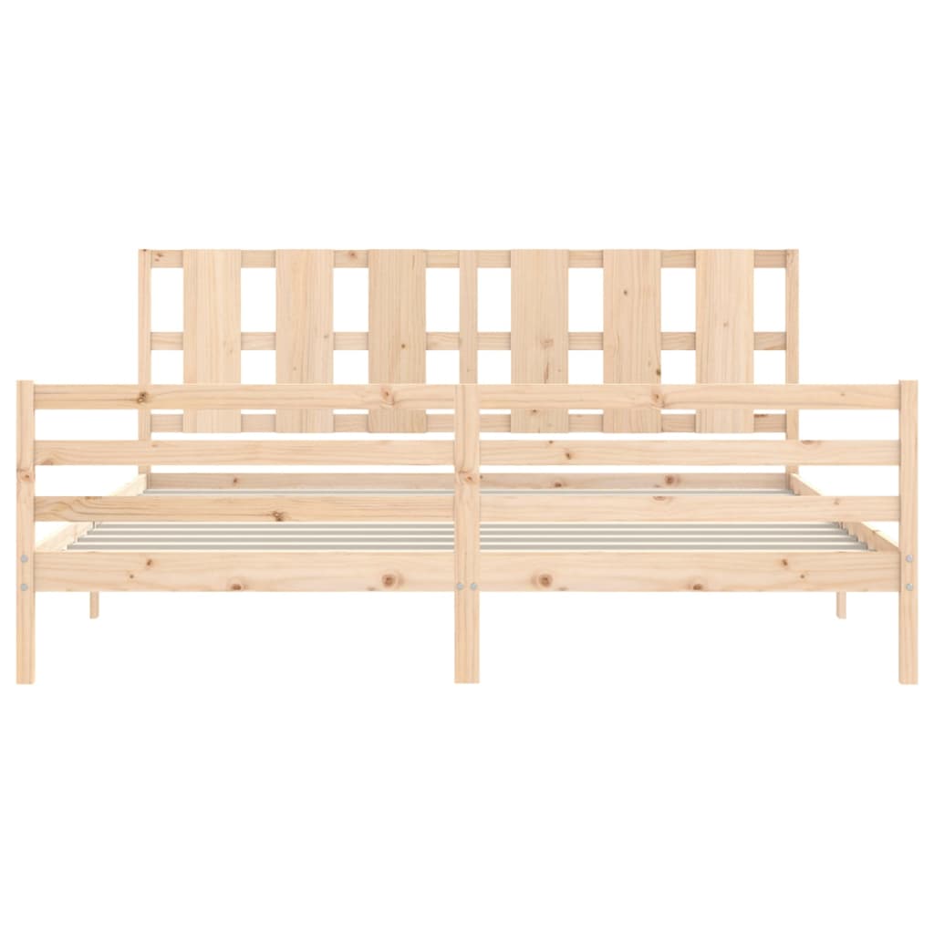 Bed Frame with Headboard Super King Size Solid Wood