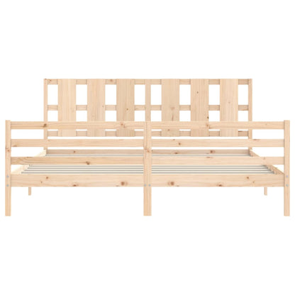 Bed Frame with Headboard Super King Size Solid Wood