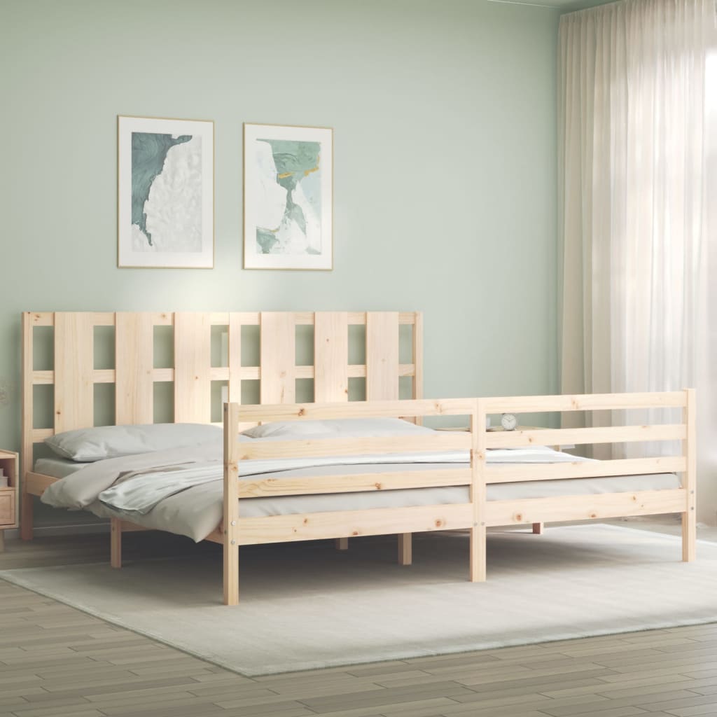 Bed Frame with Headboard Super King Size Solid Wood