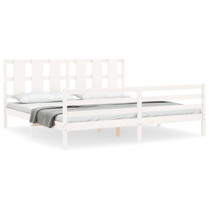 Bed Frame without Mattress White Super King Size Solid Wood