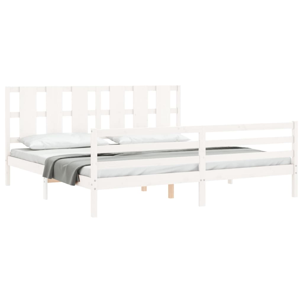 Bed Frame without Mattress White Super King Size Solid Wood