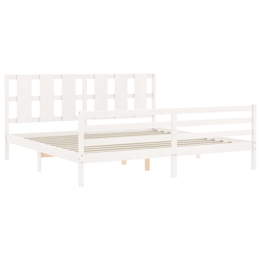 Bed Frame without Mattress White Super King Size Solid Wood