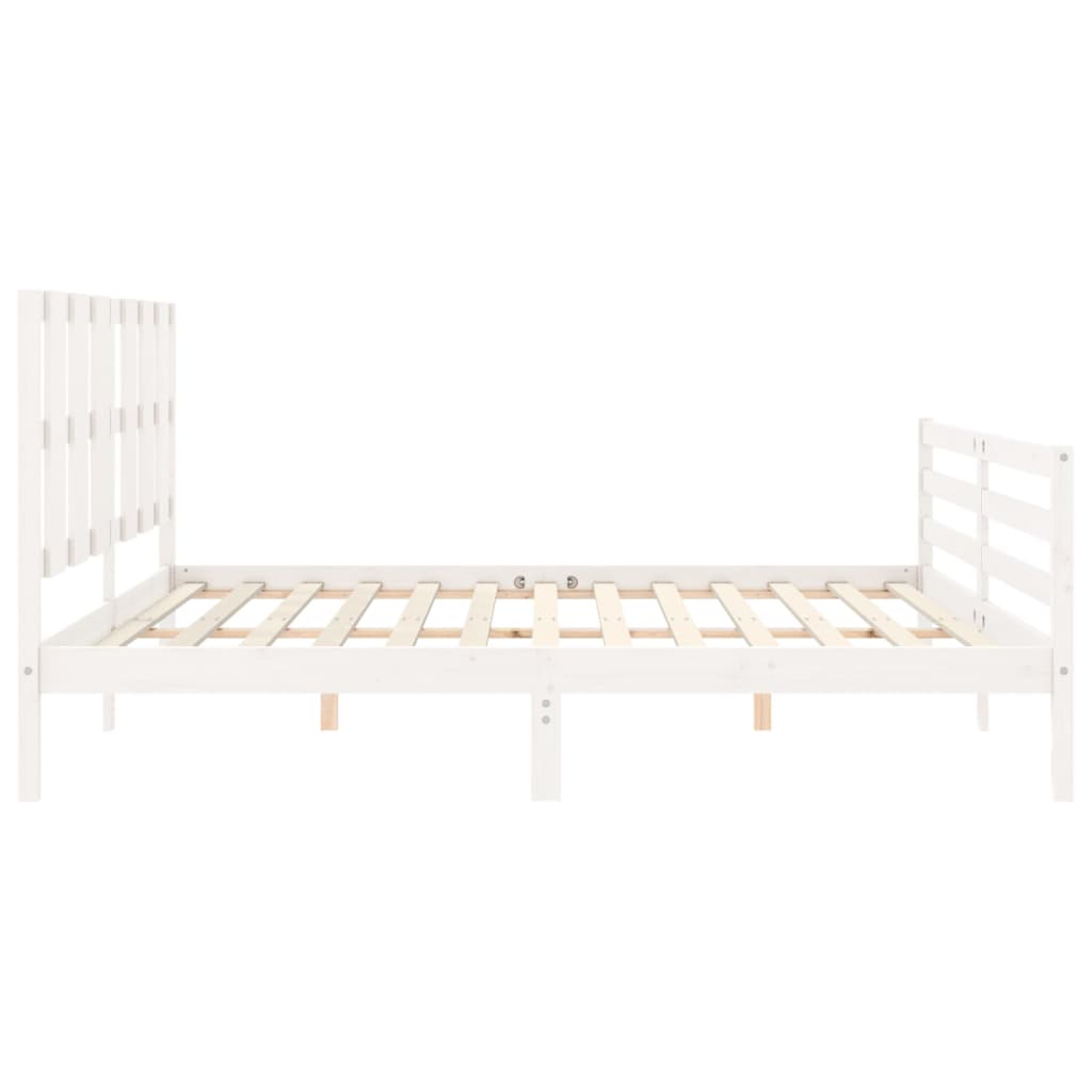 Bed Frame without Mattress White Super King Size Solid Wood