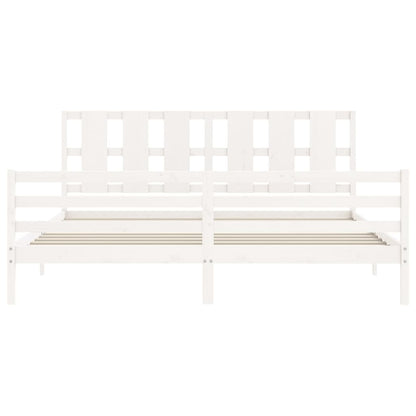 Bed Frame without Mattress White Super King Size Solid Wood