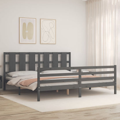 Bed Frame without Mattress Grey 200x200 cm Solid Wood