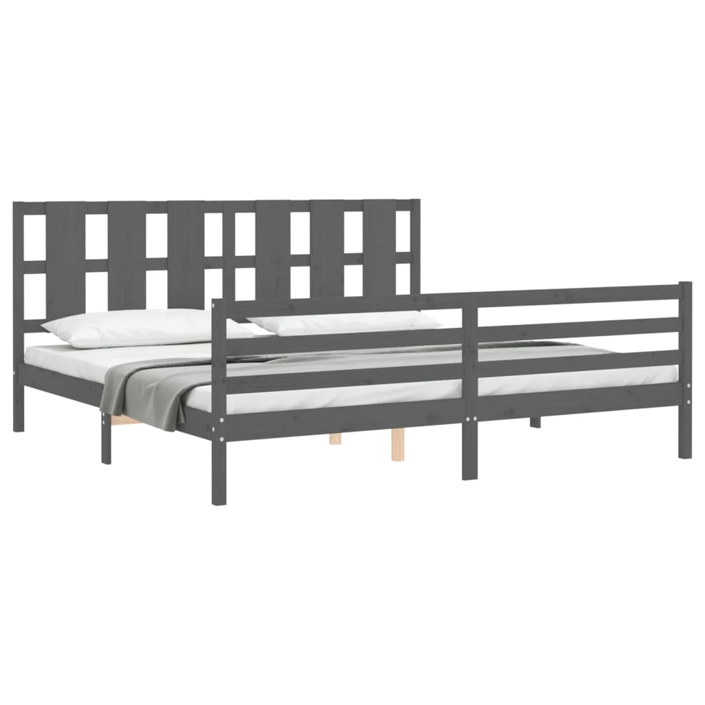 Bed Frame without Mattress Grey 200x200 cm Solid Wood