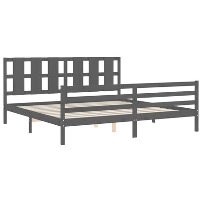 Bed Frame without Mattress Grey 200x200 cm Solid Wood