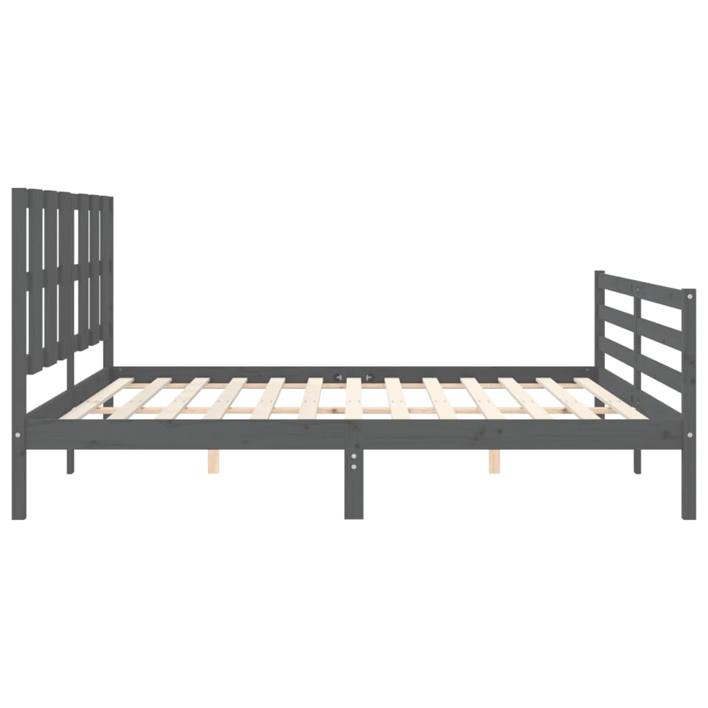 Bed Frame without Mattress Grey 200x200 cm Solid Wood