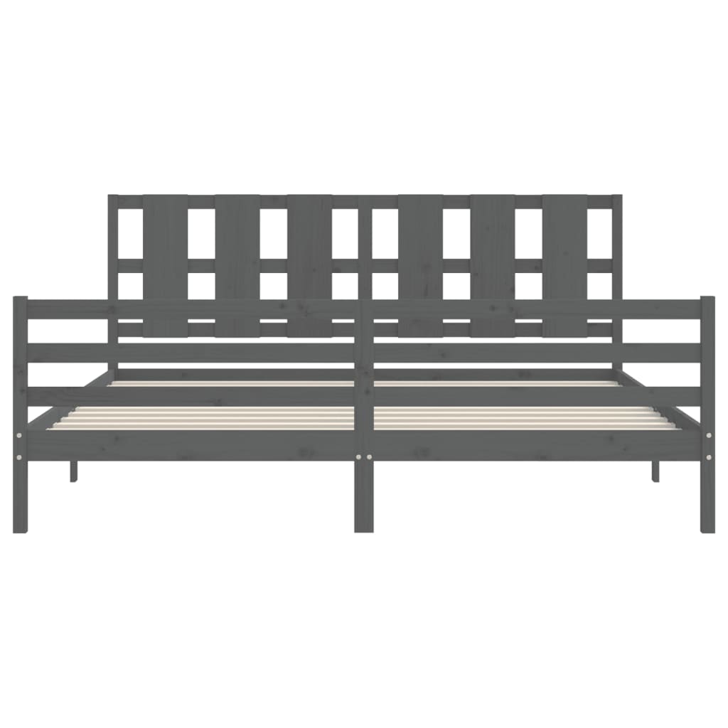 Bed Frame without Mattress Grey 200x200 cm Solid Wood