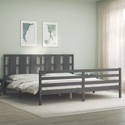 Bed Frame without Mattress Grey 200x200 cm Solid Wood