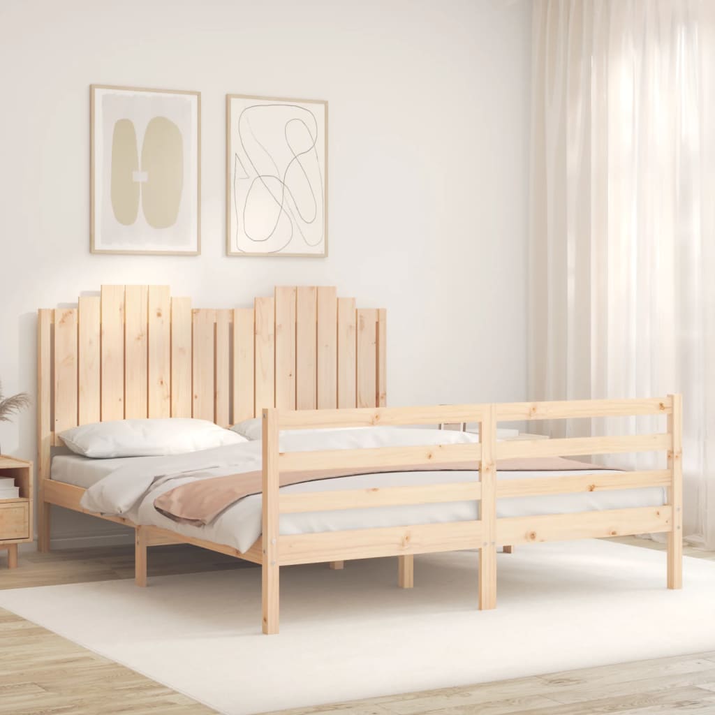 Bed Frame without Mattress King Size Solid Wood