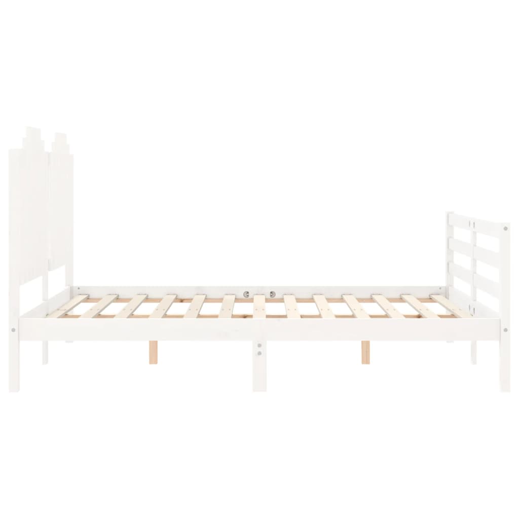 Bed Frame without Mattress White King Size Solid Wood