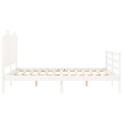 Bed Frame without Mattress White King Size Solid Wood