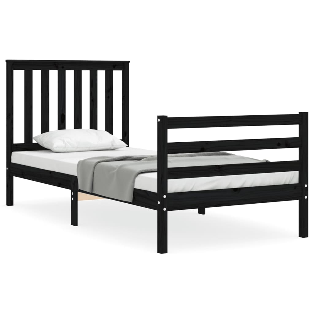 Bed Frame without Mattress Black 90x200 cm Solid Wood