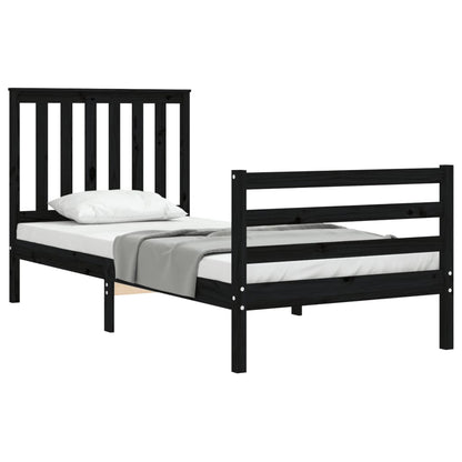 Bed Frame without Mattress Black 90x200 cm Solid Wood