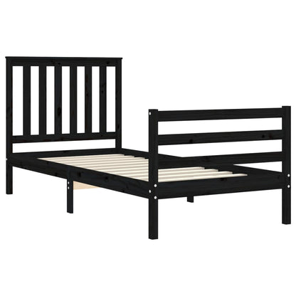 Bed Frame without Mattress Black 90x200 cm Solid Wood