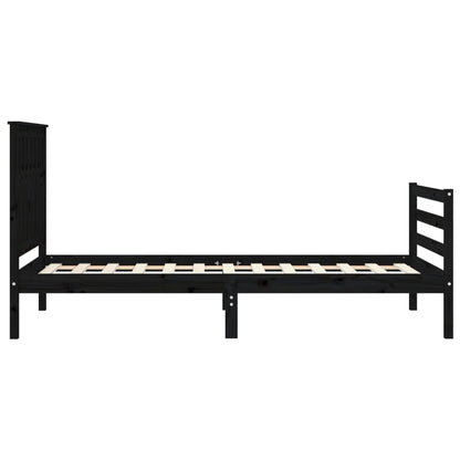 Bed Frame without Mattress Black 90x200 cm Solid Wood