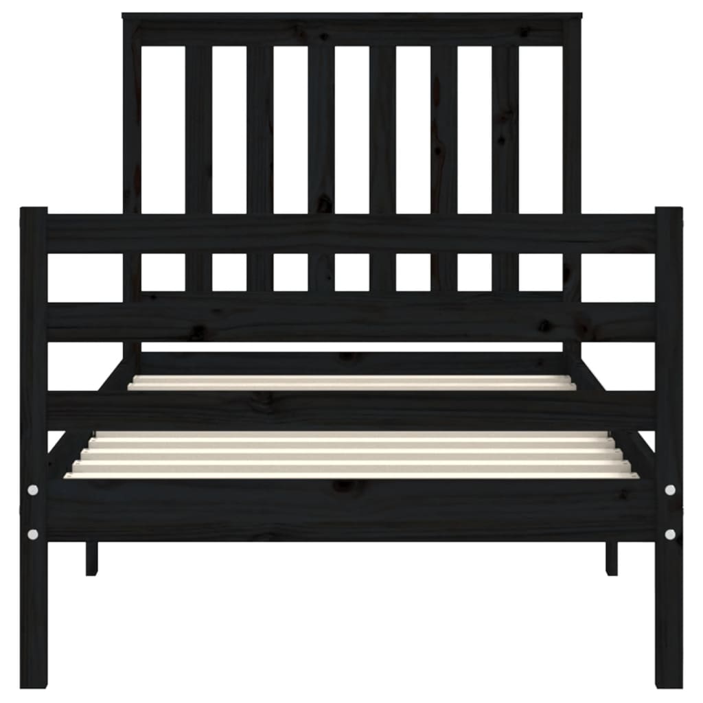 Bed Frame without Mattress Black 90x200 cm Solid Wood