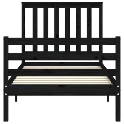 Bed Frame without Mattress Black 90x200 cm Solid Wood