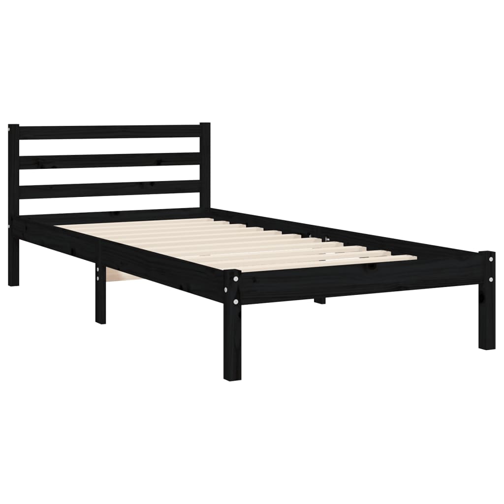 Bed Frame without Mattress Black 90x200 cm Solid Wood