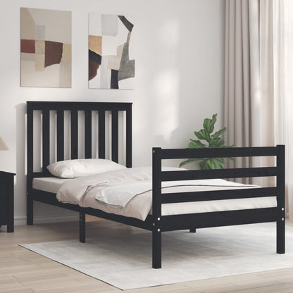 Bed Frame without Mattress Black 90x200 cm Solid Wood