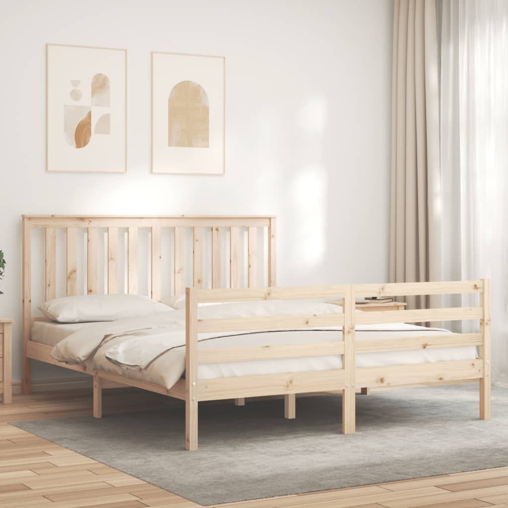 Bed Frame without Mattress King Size Solid Wood