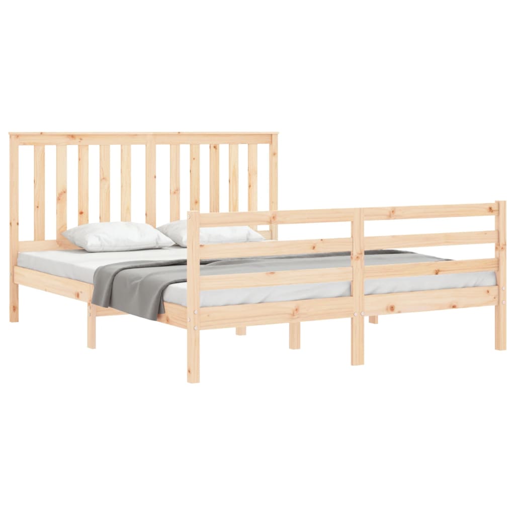 Bed Frame without Mattress King Size Solid Wood